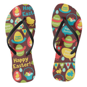 Happy Easter day- Pattern Bunny And Eggs Easter    Thongs