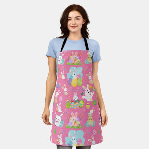 Happy Easter day- Pattern Funny Bunny And Eggs     Apron