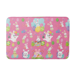 Happy Easter day- Pattern Funny Bunny And Eggs   Bath Mat