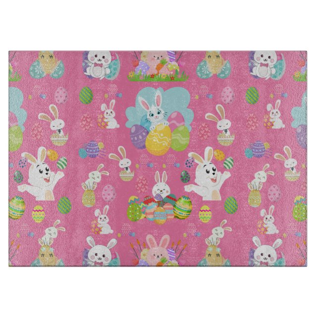 Happy Easter day- Pattern Funny Bunny And Eggs     Cutting Board (Front)