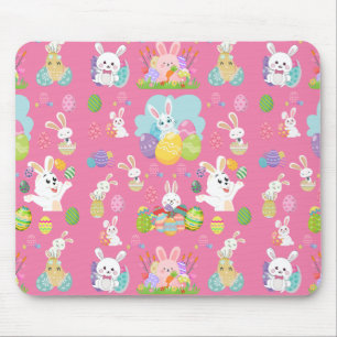 Happy Easter day- Pattern Funny Bunny And Eggs Mouse Pad