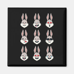 Happy Easter Day Rabbit Face Emotions Fun Boys Gir Magnet