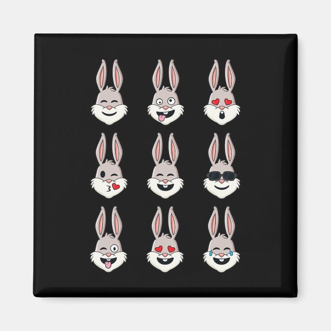Happy Easter Day Rabbit Face Emotions Fun Boys Gir Magnet (Front)