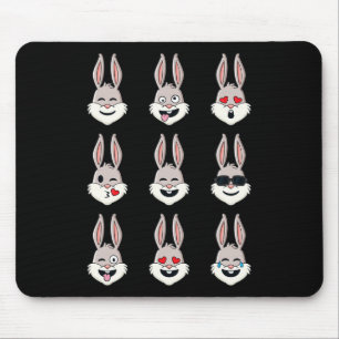 Happy Easter Day Rabbit Face Emotions Fun Boys Gir Mouse Pad