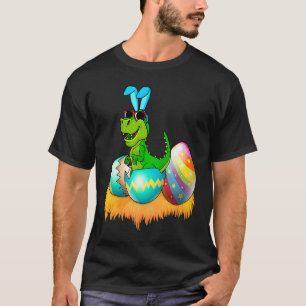 Happy Easter Day Rex Saurus Dinosaur Bunny Eggs To T-Shirt