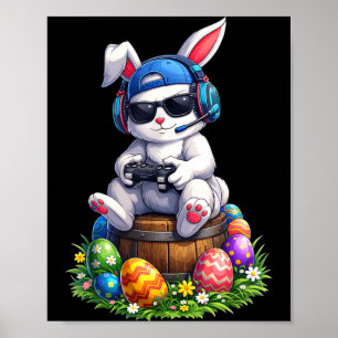 Happy Easter Day Shirts Bunny Egg Video Game Kids Poster