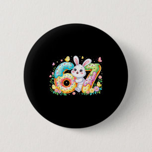 Happy easter day six seven bunny colorful eggs 6 cm round badge