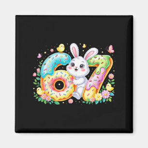 Happy easter day six seven bunny colorful eggs magnet
