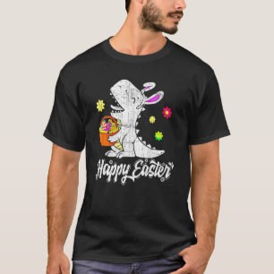 Happy Easter Day T Rex Dinosaur Eggs Basket Bunny T-Shirt
