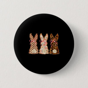 Happy Easter Day Three Bunnies Patchwork Funny Rab 6 Cm Round Badge