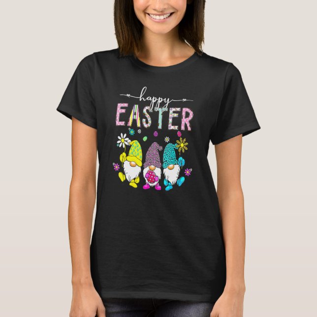 Happy Easter Day Three Gnome Bunny Egg T-Shirt (Front)