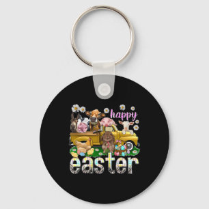 Happy Easter Day Vintage Truck With Farm Animals G Key Ring