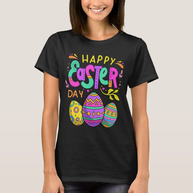 Happy Easter Day With Eggs Easter T-Shirt (Front)