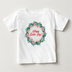 Happy Easter Day With Floral Frame-23046 Baby T-Shirt