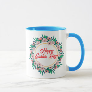 Happy Easter Day With Floral Frame-23046 Mug