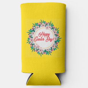 Happy Easter Day With Floral Frame-23046 Seltzer Can Cooler