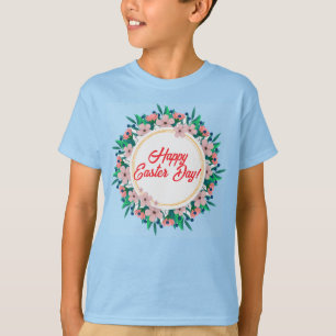 Happy Easter Day With Floral Frame-23046 T-Shirt