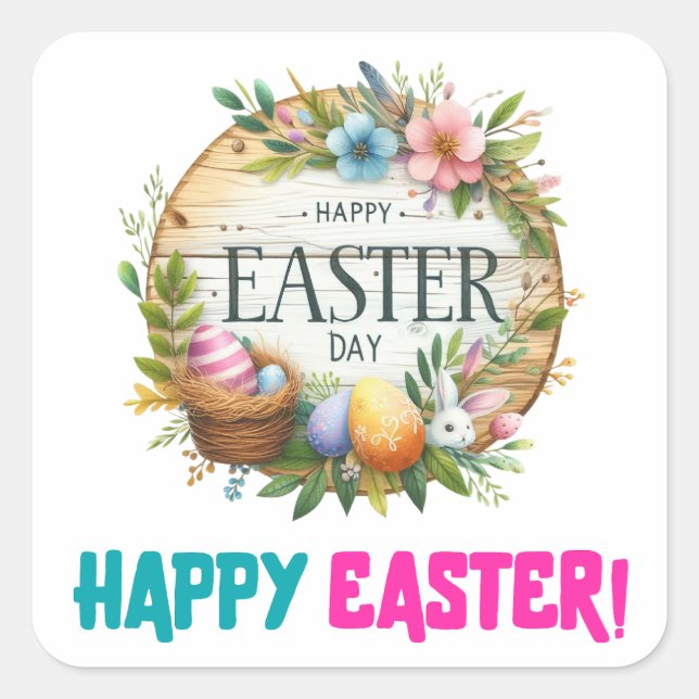 Happy Easter Day - Woman Square Sticker (Front)