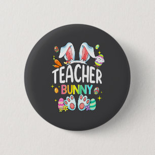 Happy Easter Day Women Teacher Bunny 6 Cm Round Badge
