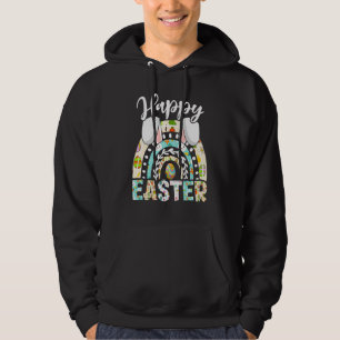 Happy Easter Day Y'all Cute Rainbow Ears Easter Bu Hoodie
