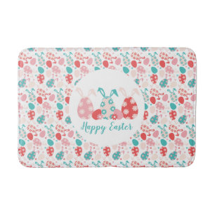 Happy Easter Decorated Eggs Bunny Ears Bath Mat
