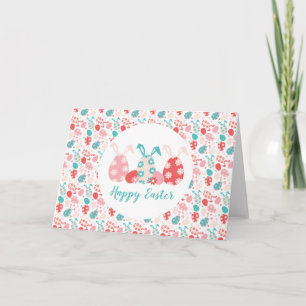 Happy Easter Decorated Eggs Bunny Ears Card