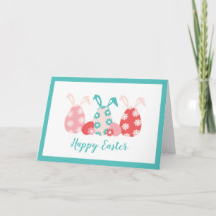 Happy Easter Decorated Eggs Bunny Ears Card