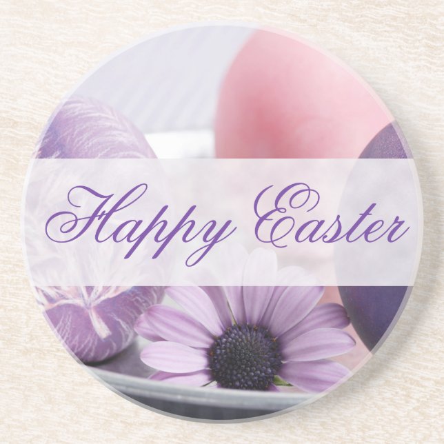 Happy Easter Decorated Eggs Coasters (Front)