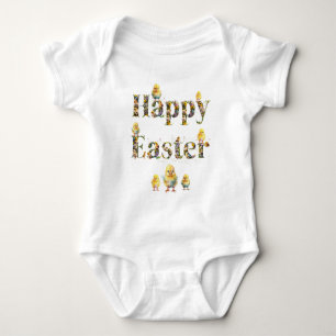 Happy Easter Decorative text Baby Chics Bodysuit