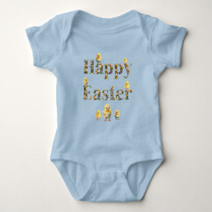 Happy Easter Decorative text Baby Chics Bodysuit