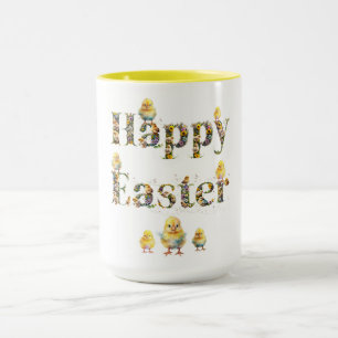 Happy Easter Decorative text Baby Chics Mug