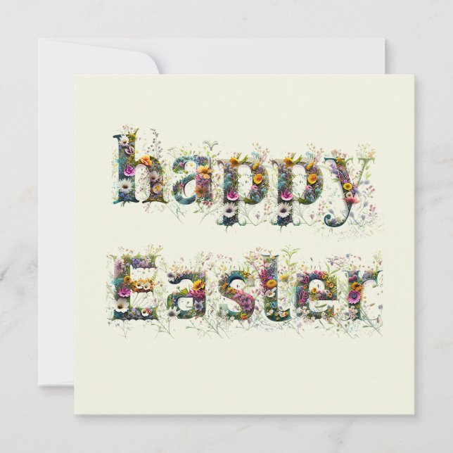 Happy Easter Decorative text  Holiday Card (Front)