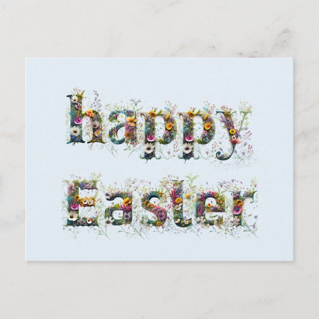 Happy Easter Decorative text  Holiday Postcard (Front)