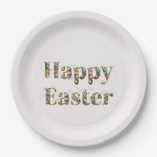 Happy Easter Decorative text Paper Plate