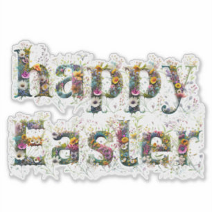 Happy Easter Decorative Wildflower text