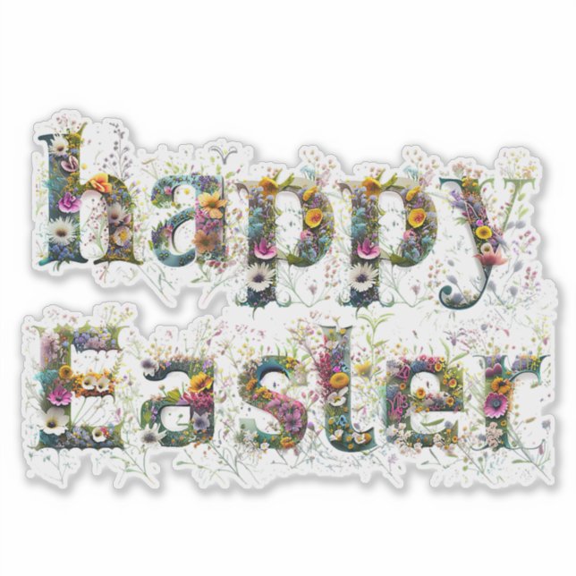 Happy Easter Decorative Wildflower text (Front)
