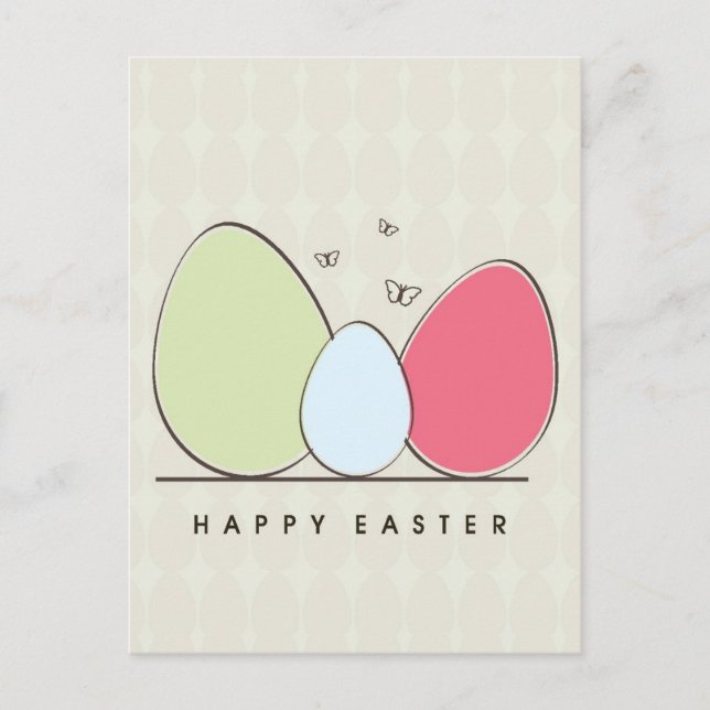 Happy Easter Design with Colourful Eggs Holiday Postcard (Front)