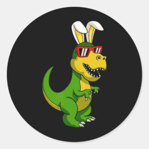 Happy Easter Dinosaur Bunny Ears Easter Boys Kids Classic Round Sticker