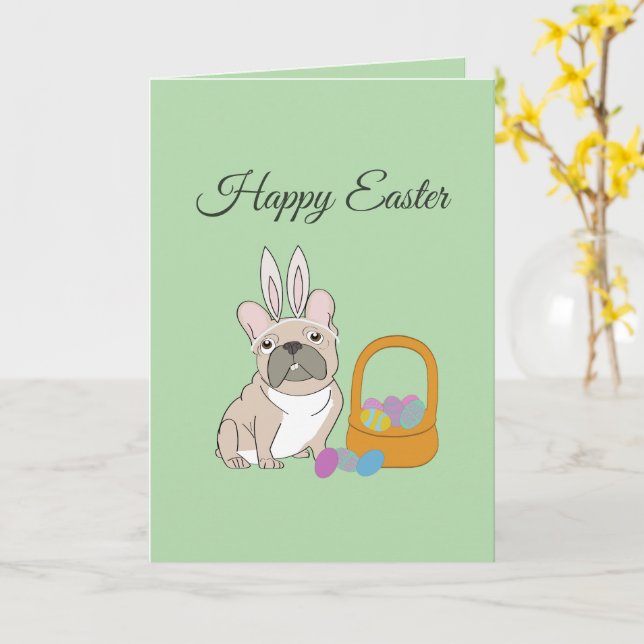 Happy Easter, dog Card (Yellow Flower)