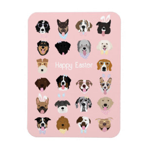 Happy Easter Dog Face Pattern Magnet