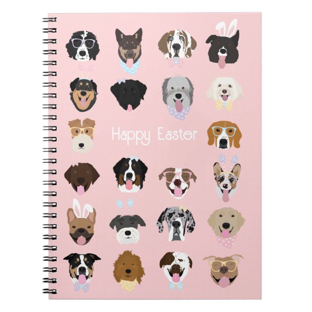 Happy Easter Dog Face Pattern Notebook (Front)