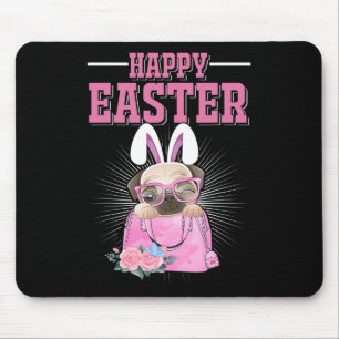 Happy Easter Dog Funny Pug Bunny _1  Mouse Pad
