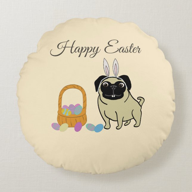 Happy Easter, dog Round Cushion (Front)