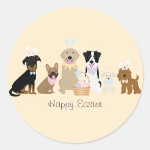 Happy Easter Dogs Classic Round Sticker