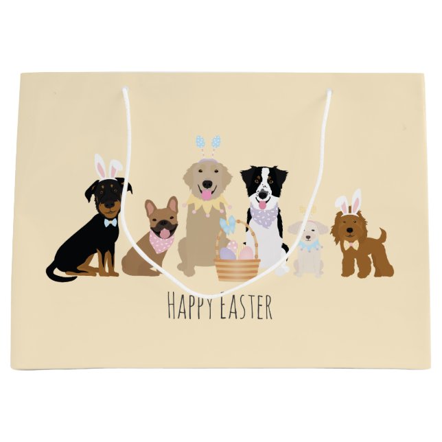Happy Easter Dogs Large Gift Bag (Front)