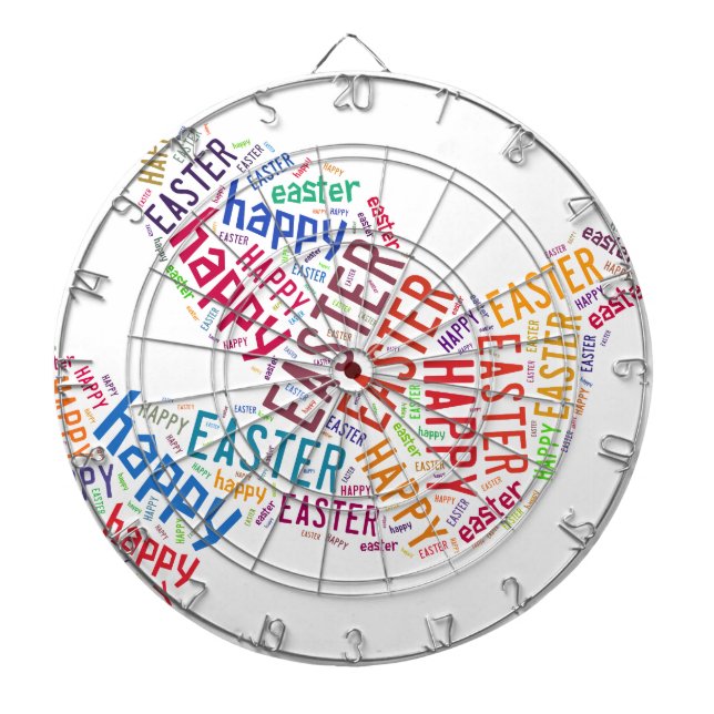 Happy Easter Dove Greeting Text Dartboard (Front)