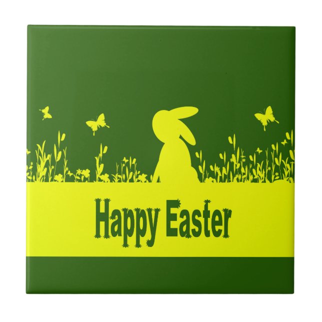 happy Easter,dreamy hare Ceramic Tile (Front)