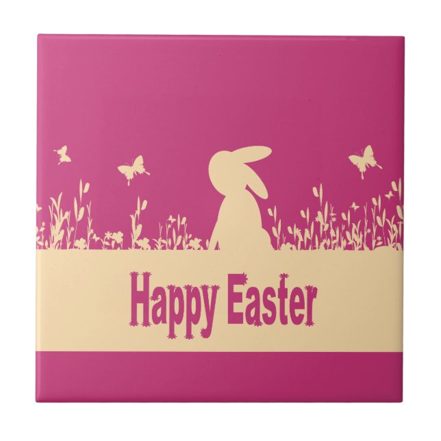 happy Easter,dreamy hare Ceramic Tile (Front)