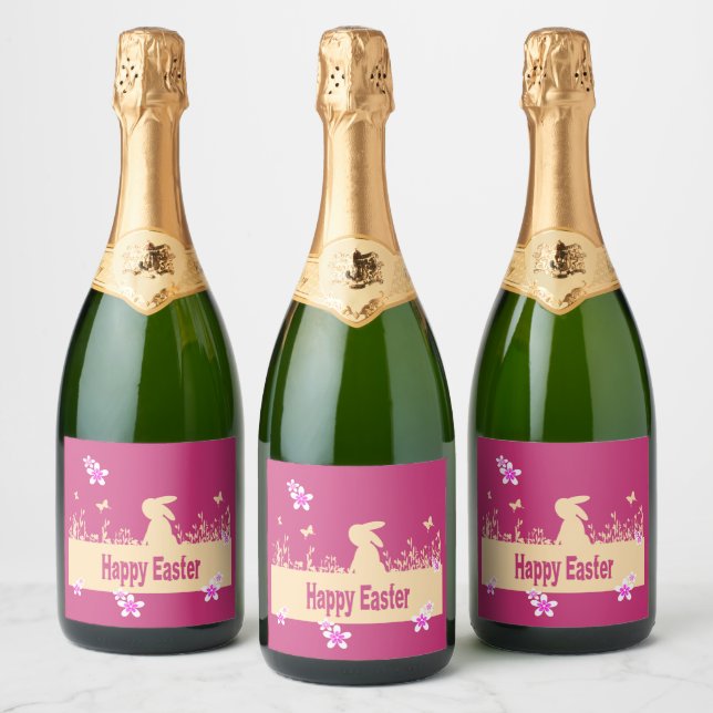 happy Easter,dreamy hare Sparkling Wine Label (Bottles)