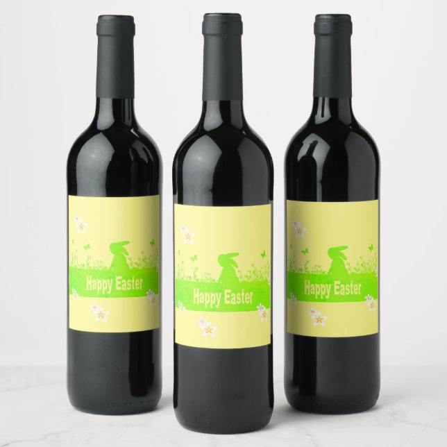 happy Easter,dreamy hare Wine Label (Bottles)
